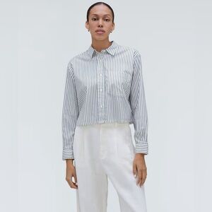 Everlane Silky Cotton Button Up Cropped Top